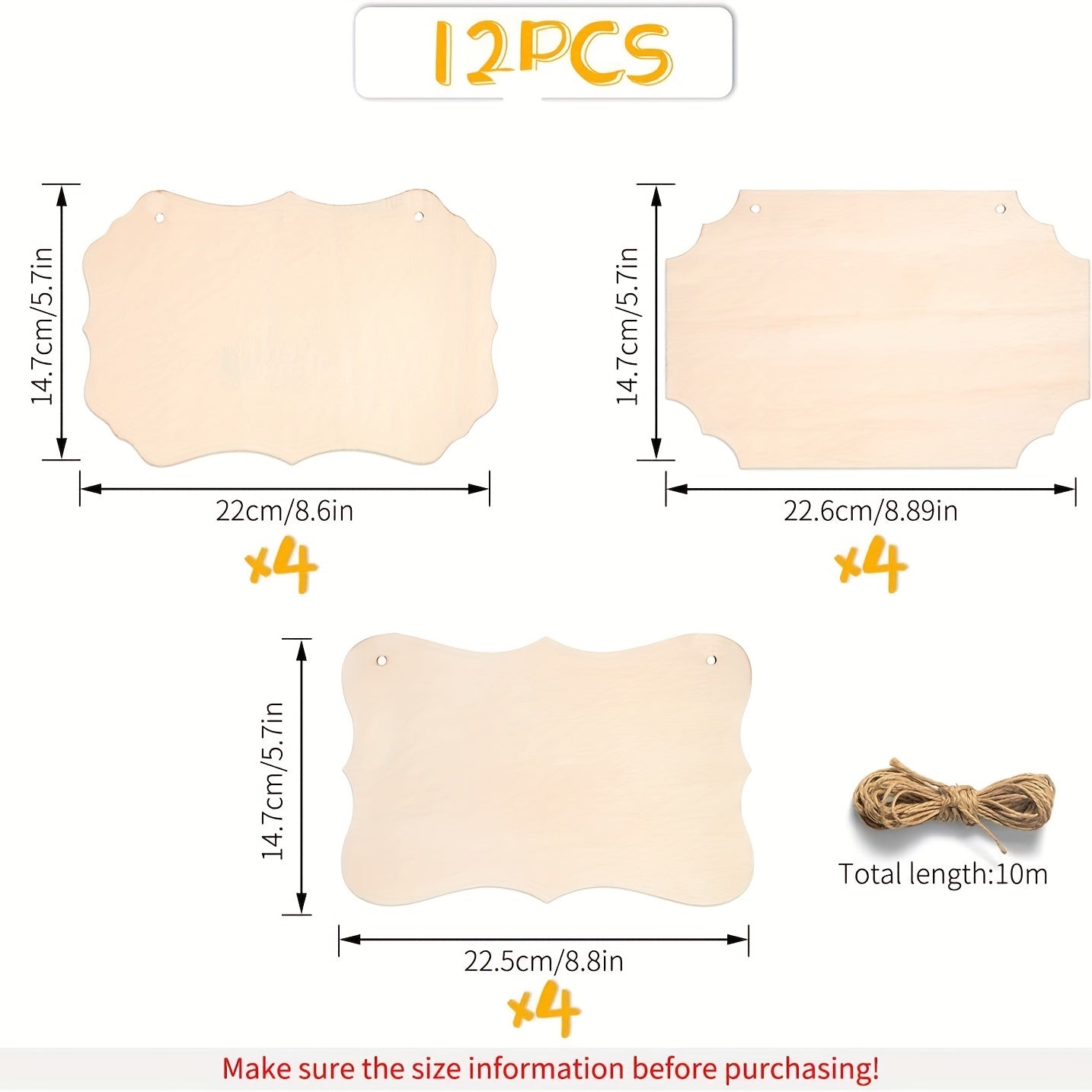 12pcs Wooden Blank Signs for DIY Wooden Painting Plaques