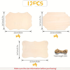 12pcs Wooden Blank Signs for DIY Wooden Painting Plaques