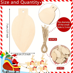 Christmas Light Bulb Wooden Sheets DIY Blank Hanging Decoration Painting