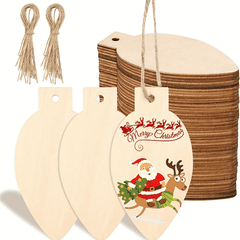 Christmas Light Bulb Wooden Sheets DIY Blank Hanging Decoration Painting