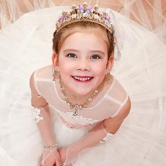 Kids Princess Crown Jewelry Set Butterfly Headpieces Flower Earrings Necklace