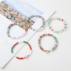 10pcs Christmas Bracelets Peach Heart Snowflake Pottery Decoration