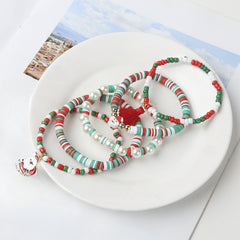 10pcs Christmas Bracelets Peach Heart Snowflake Pottery Decoration