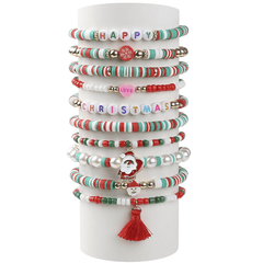 10pcs Christmas Bracelets Peach Heart Snowflake Pottery Decoration