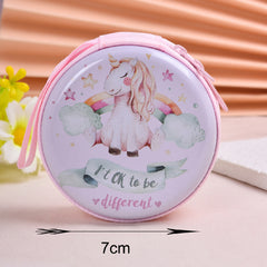 7pcs Cartoon Unicorn Girl's Watch Necklace Bracelet Earrings Coin Purse