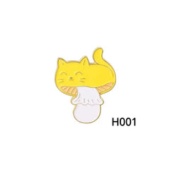 Cute Cat & Mushroom Enamel Brooch Set - Birthday Party Gift