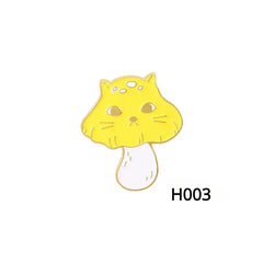 Cute Cat & Mushroom Enamel Brooch Set - Birthday Party Gift