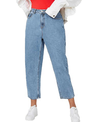 Button Fly High Rise Straight Leg Crop Jeans