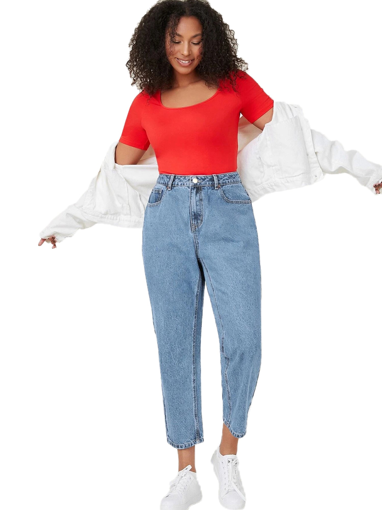 Button Fly High Rise Straight Leg Crop Jeans