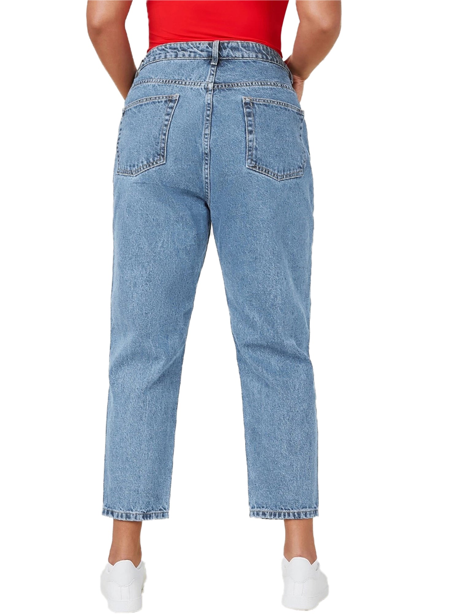 Button Fly High Rise Straight Leg Crop Jeans