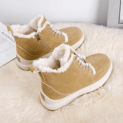 Solid Snow Boots Lace Up Platform Short Boots Plush Lined Comfortable Boots