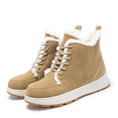 Solid Snow Boots Lace Up Platform Short Boots Plush Lined Comfortable Boots