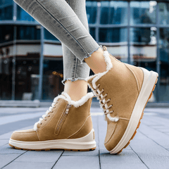 Solid Snow Boots Lace Up Platform Short Boots Plush Lined Comfortable Boots