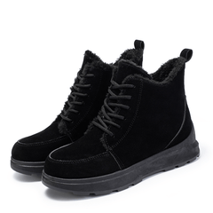Women's Solid Platform Snow Boots Lace Up Side Zipper Ankle Boots