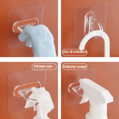 10pcs Telescopic Rod Hooks Shower Curtain Rod Hooks Strong Adhesive