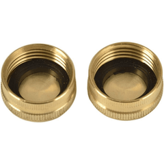 Brass Garden Hose Female End Cap 3/4 Inch with Washers - 2 Packs