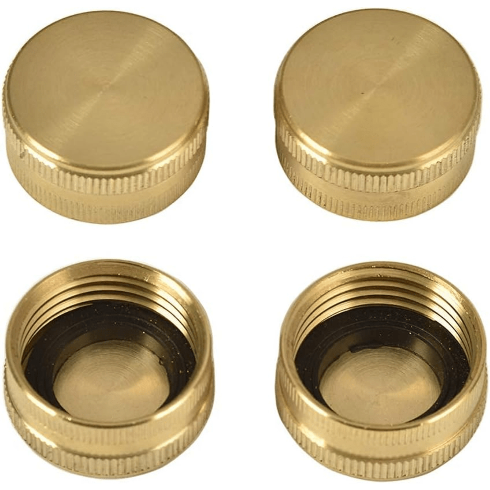 Brass Garden Hose Female End Cap 3/4 Inch with Washers - 2 Packs