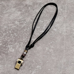 Vintage Alloy Whistle Pendant Leather Necklace