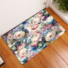 Flower Print Floor Mat Kitchen Bedroom Carpets Home Decor Area Washable
