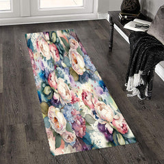 Flower Print Floor Mat Kitchen Bedroom Carpets Home Decor Area Washable