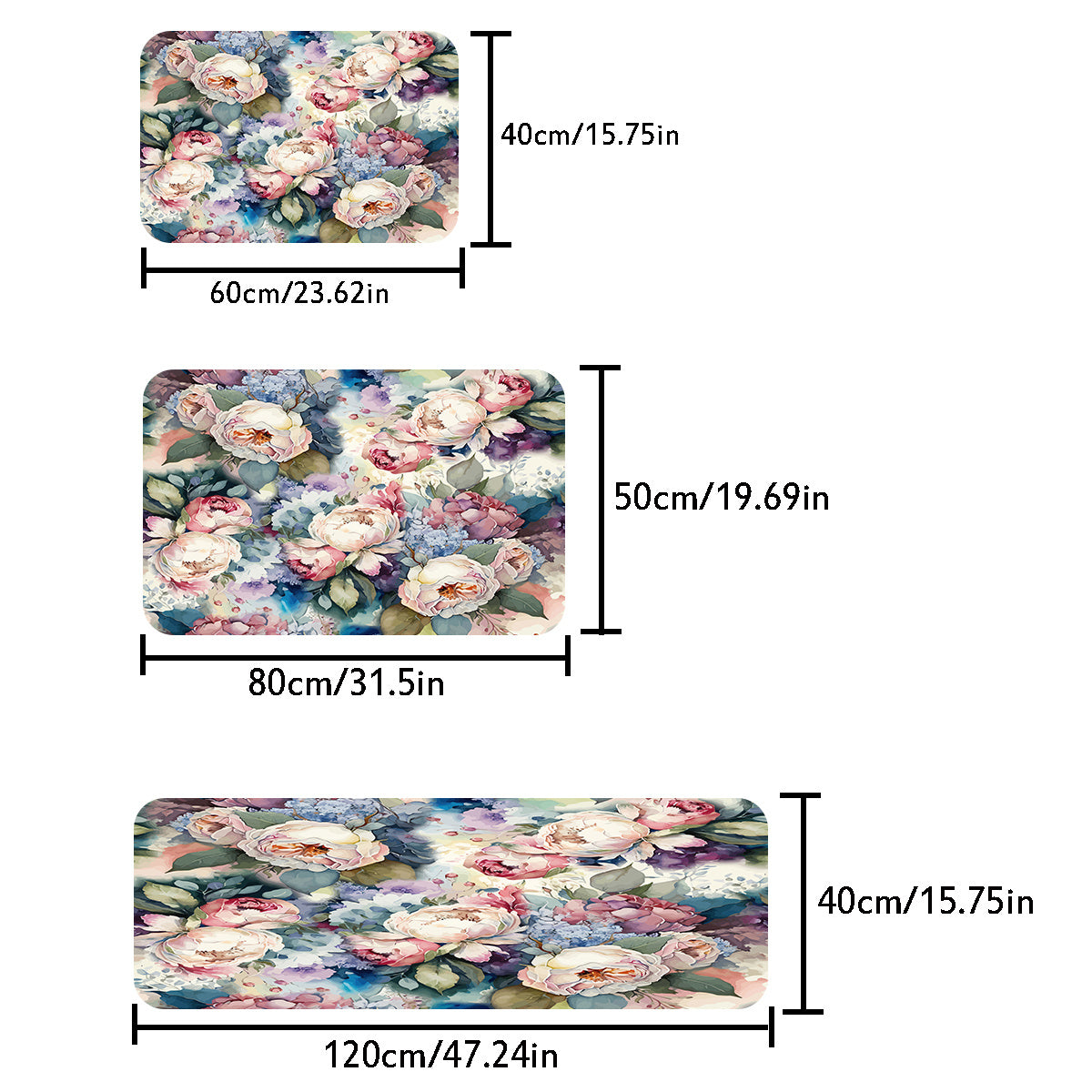 Flower Print Floor Mat Kitchen Bedroom Carpets Home Decor Area Washable