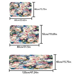 Flower Print Floor Mat Kitchen Bedroom Carpets Home Decor Area Washable