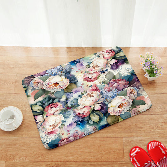 Flower Print Floor Mat Kitchen Bedroom Carpets Home Decor Area Washable