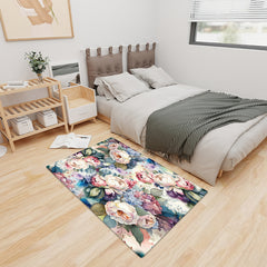 Flower Print Floor Mat Kitchen Bedroom Carpets Home Decor Area Washable
