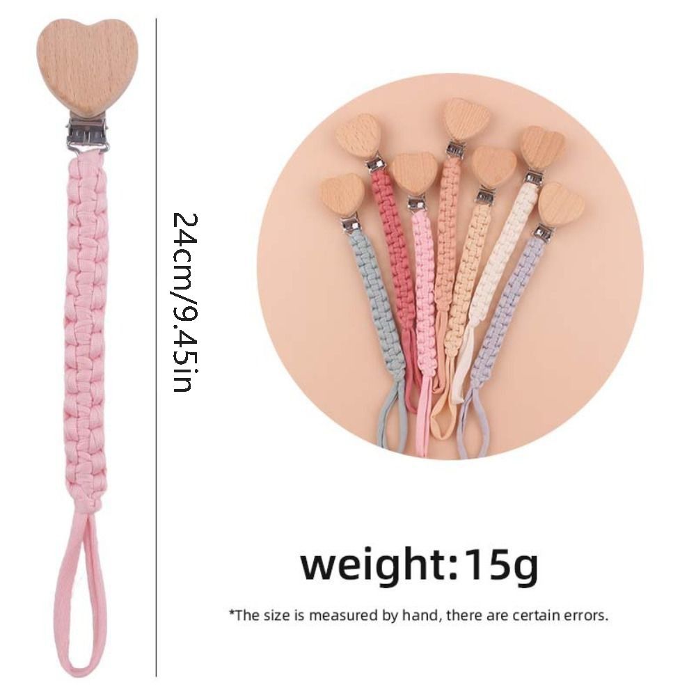 Braided Cotton Cloth Wooden Dummy Pacifier Clip for Baby Shower