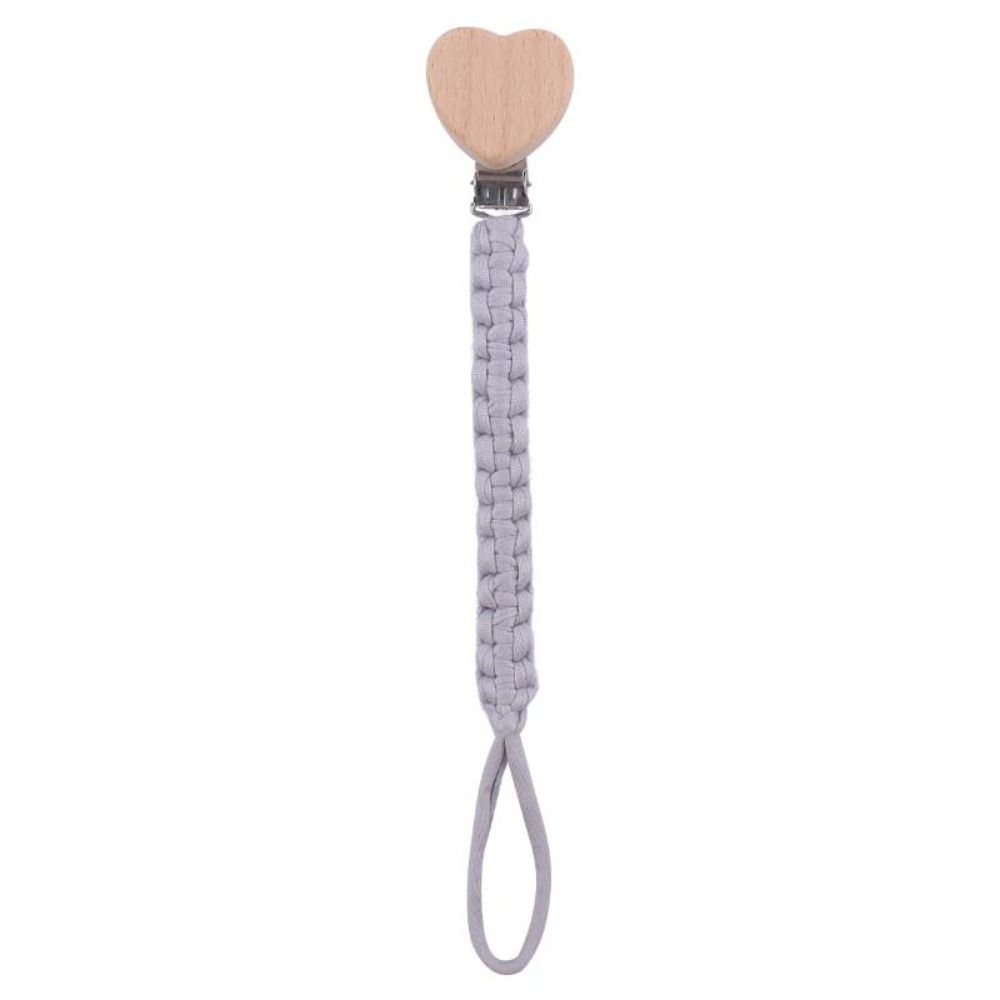 Braided Cotton Cloth Wooden Dummy Pacifier Clip for Baby Shower