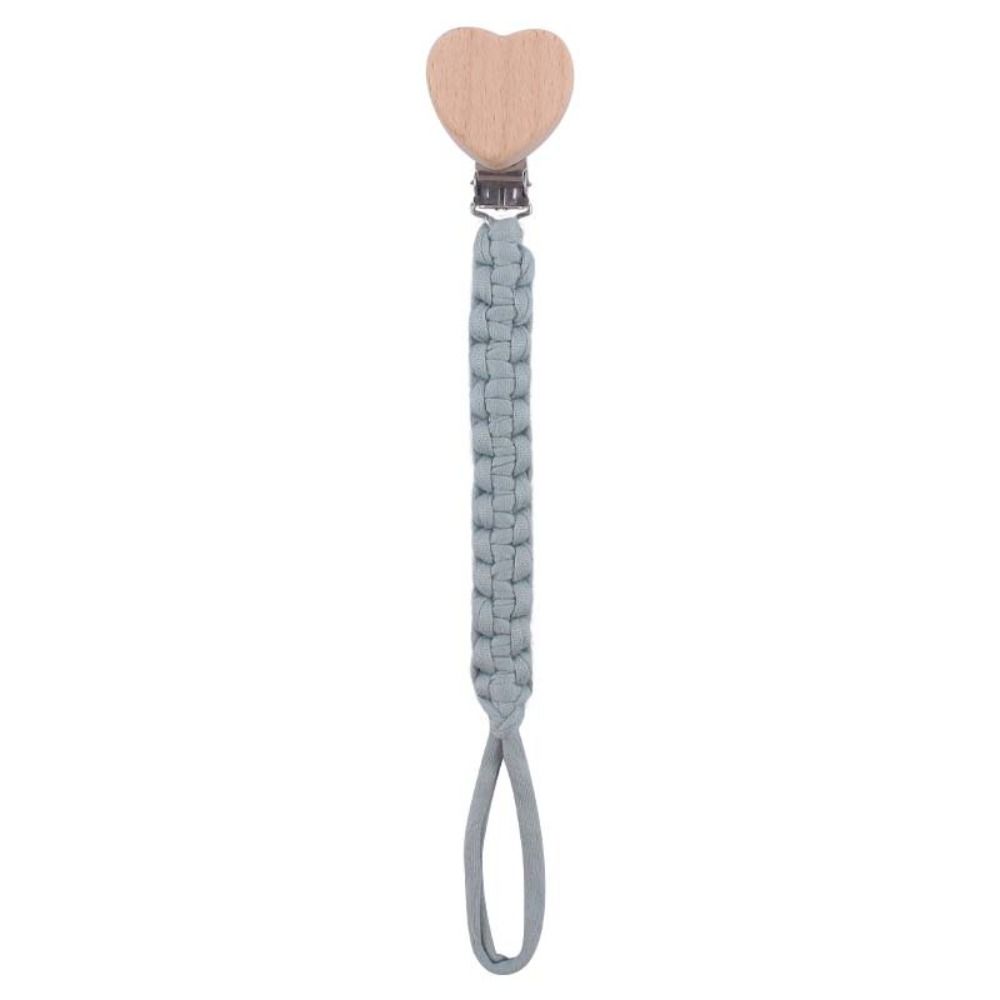 Braided Cotton Cloth Wooden Dummy Pacifier Clip for Baby Shower