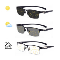 Photochromic Multifocal Reader Glasses Half Frame Metal Business