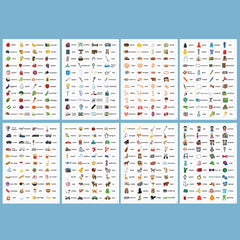 Educational English Learning Stickers for Kids - Fruits, Food, Animals, Family