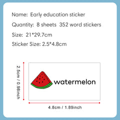 Educational English Learning Stickers for Kids - Fruits, Food, Animals, Family