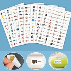 Educational English Learning Stickers for Kids - Fruits, Food, Animals, Family