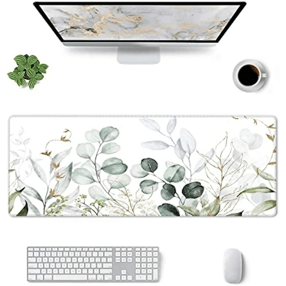 Green Golden Leaves Branches XL Gaming Mouse Pad 31.5x11.8inch