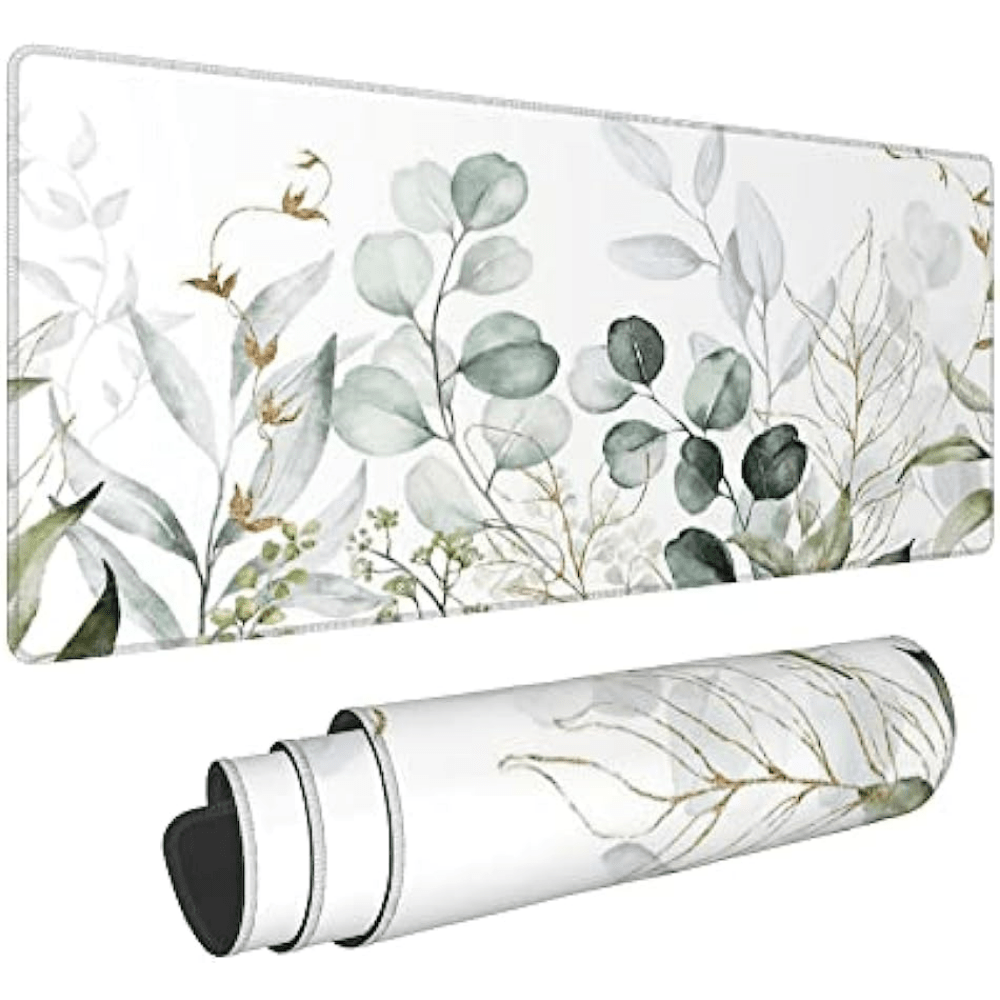 Green Golden Leaves Branches XL Gaming Mouse Pad 31.5x11.8inch