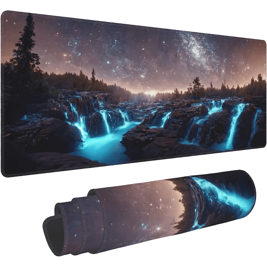 Green Golden Leaves Branches XL Gaming Mouse Pad 31.5x11.8inch