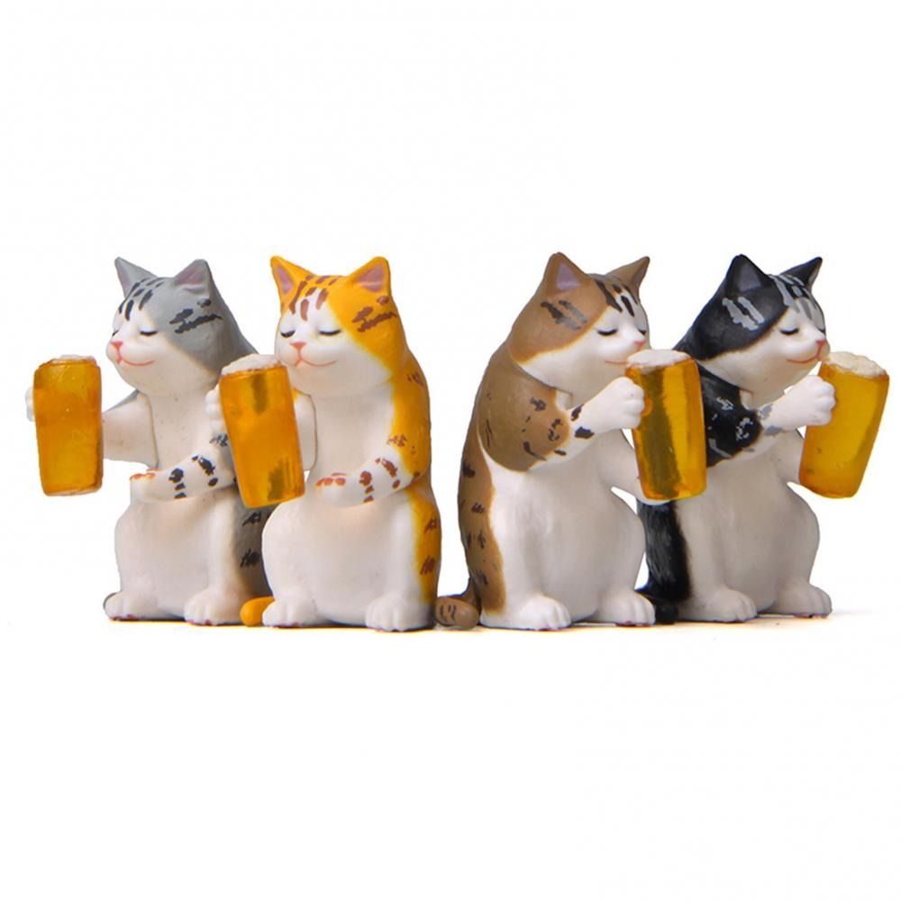Chubby Cat Car Toy Decor Mini Beer Cat Auto Accessories Interior Cartoon