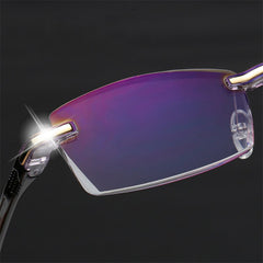 Men's Rimless Square Anti Light Glasses