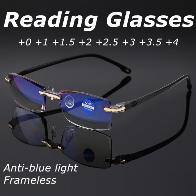 Men's Rimless Square Anti Light Glasses