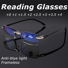 Men's Rimless Square Anti Light Glasses