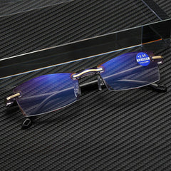 Men's Rimless Square Anti Light Glasses