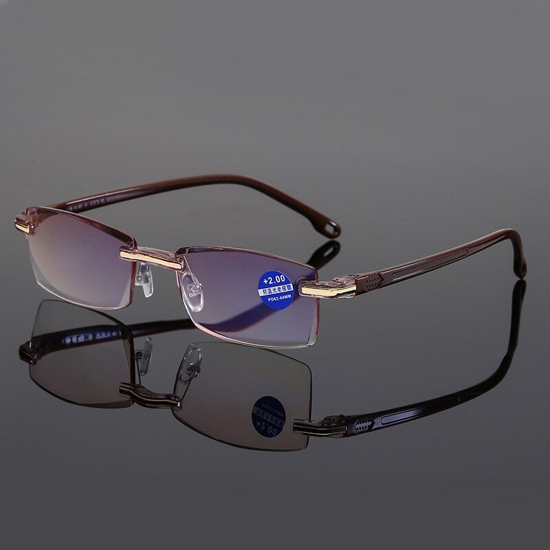 Men's Rimless Square Anti Light Glasses