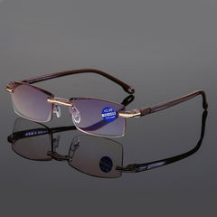 Men's Rimless Square Anti Light Glasses