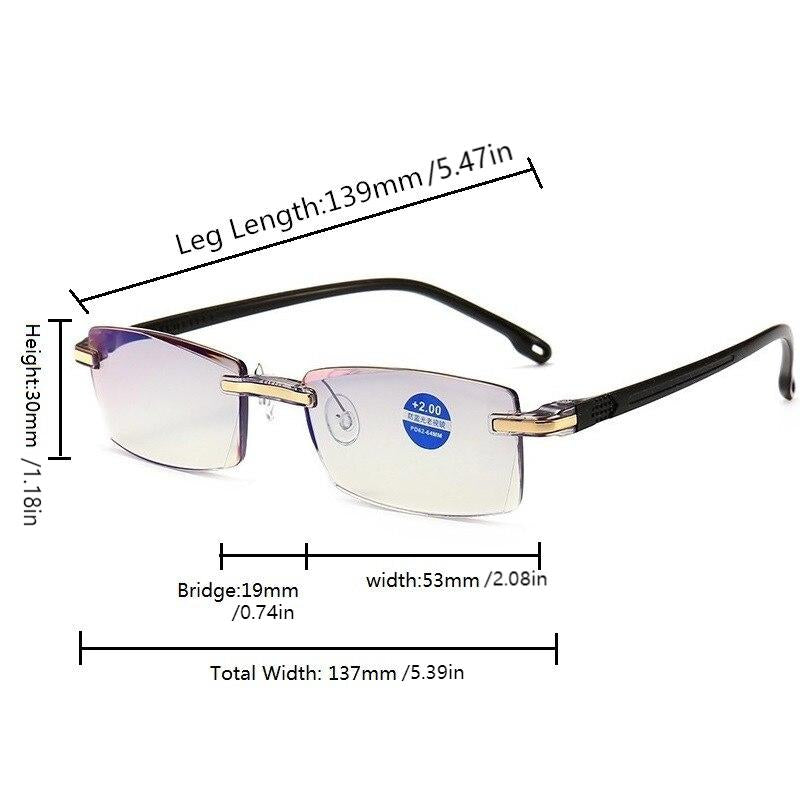 Men's Rimless Square Anti Light Glasses