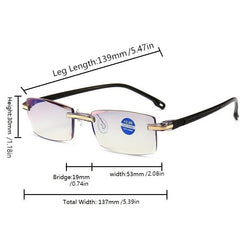 Men's Rimless Square Anti Light Glasses