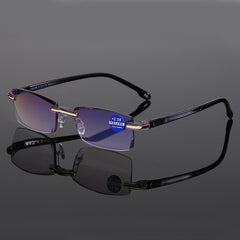 Men's Rimless Square Anti Light Glasses