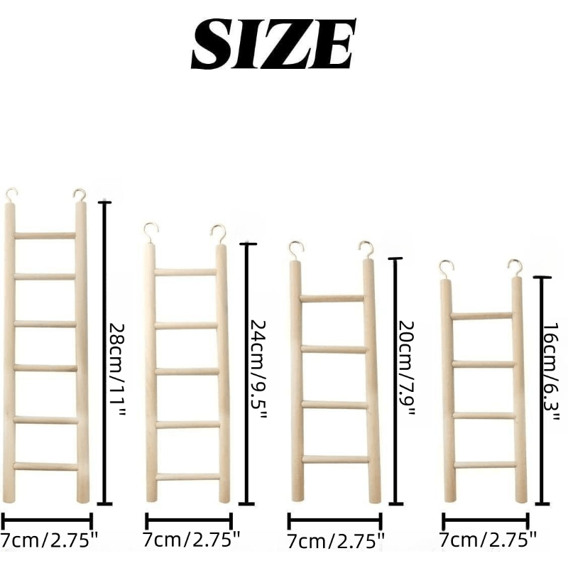 4PCS Wooden Bird Ladder Toys for Parakeets & Other Birds