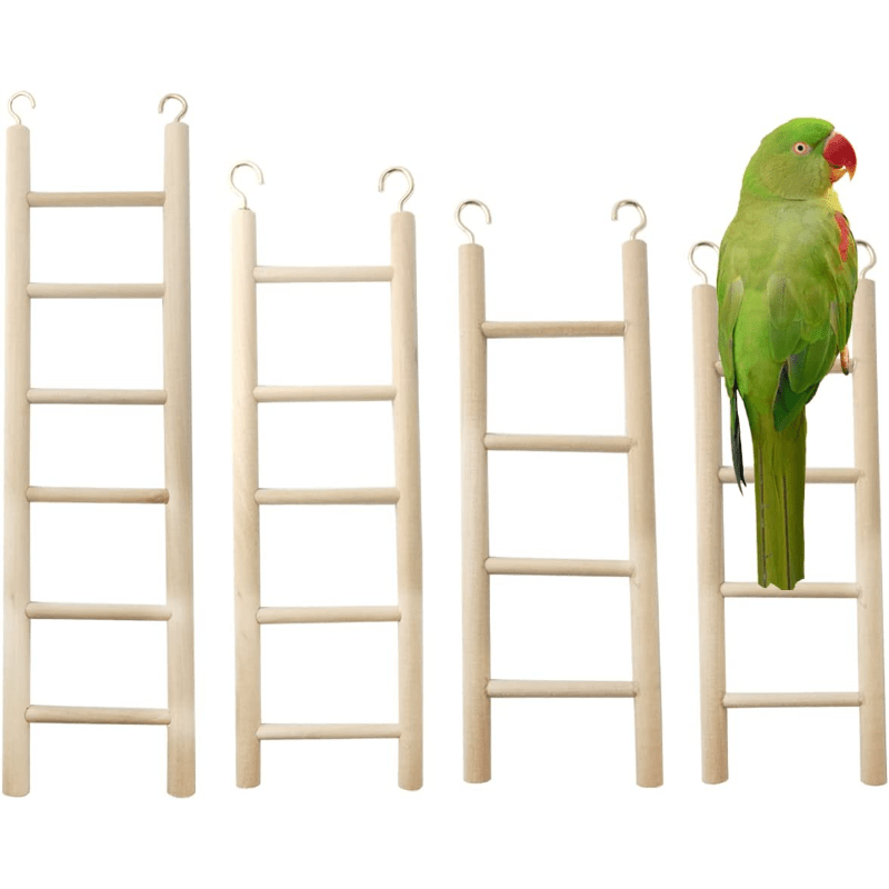 4PCS Wooden Bird Ladder Toys for Parakeets & Other Birds